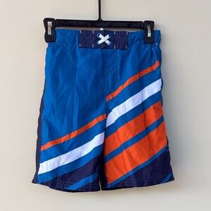 Blue and Orange Striped Swim Shorts